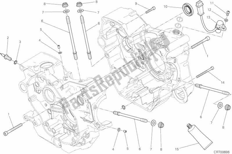 All parts for the Half-crankcases Pair of the Ducati Scrambler Cafe Racer Thailand 803 2018
